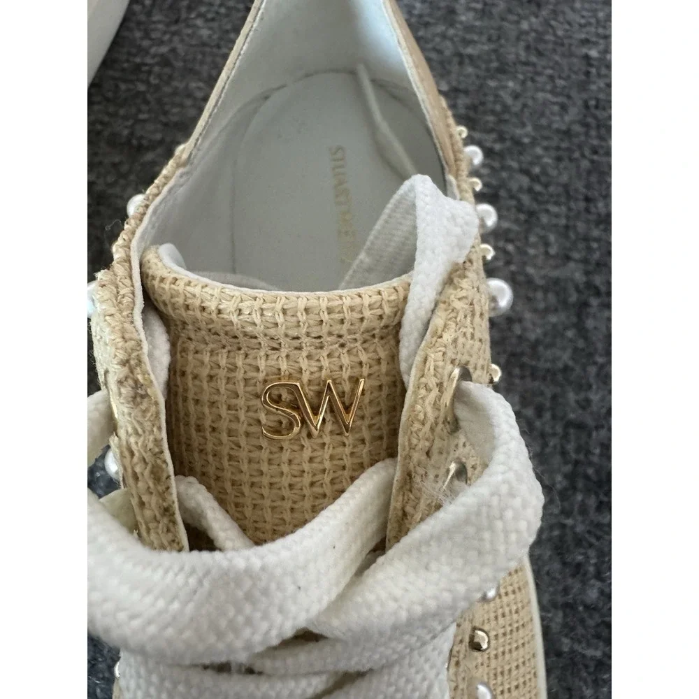 STUART WEITZMAN NATURAL/TAN VERSATILE EMBELLISHED PLATFORM SNEAKERS/MULES SZ‎ 7